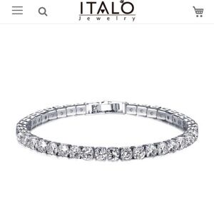Italo Round Created White Sapphire Tennis Bracelet